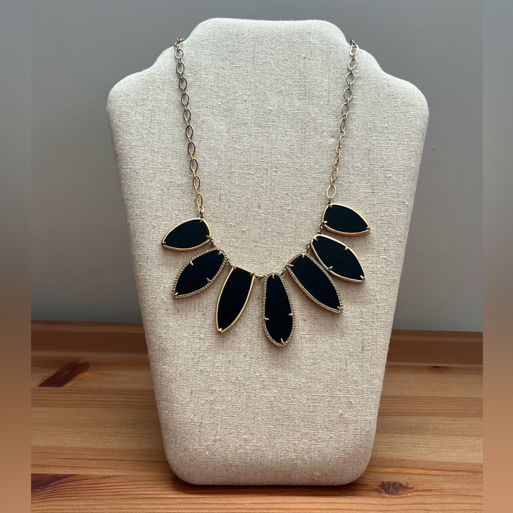 Stella and Dot Allegra reversable necklace gold and black